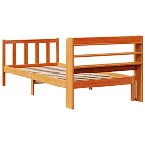 Rám postele s čelem voskově hnědý 75 x 190 cm masivní borovice - obrázek 8