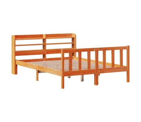 vidaXL Okvir kreveta s uzglavljem vo&scaron;tano smeđi 140x190 cm od borovine