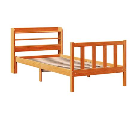 vidaXL R&aacute;m postele s čelem voskově hněd&yacute; 90 x 200 cm masivn&iacute; borovice
