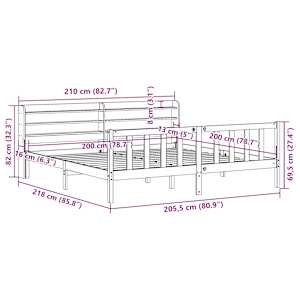 Rám postele s čelem voskově hnědý 200x200 cm masivní borovice - obrázek 12