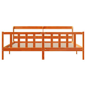 Rám postele s čelem voskově hnědý 200x200 cm masivní borovice - obrázek 4