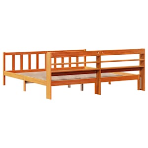 Rám postele s čelem voskově hnědý 200x200 cm masivní borovice - obrázek 8