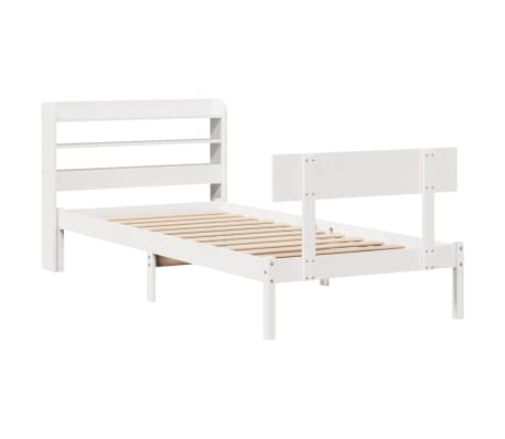 vidaXL Sängynrunko ilman patjaa valkoinen 90x200 cm täysi mänty