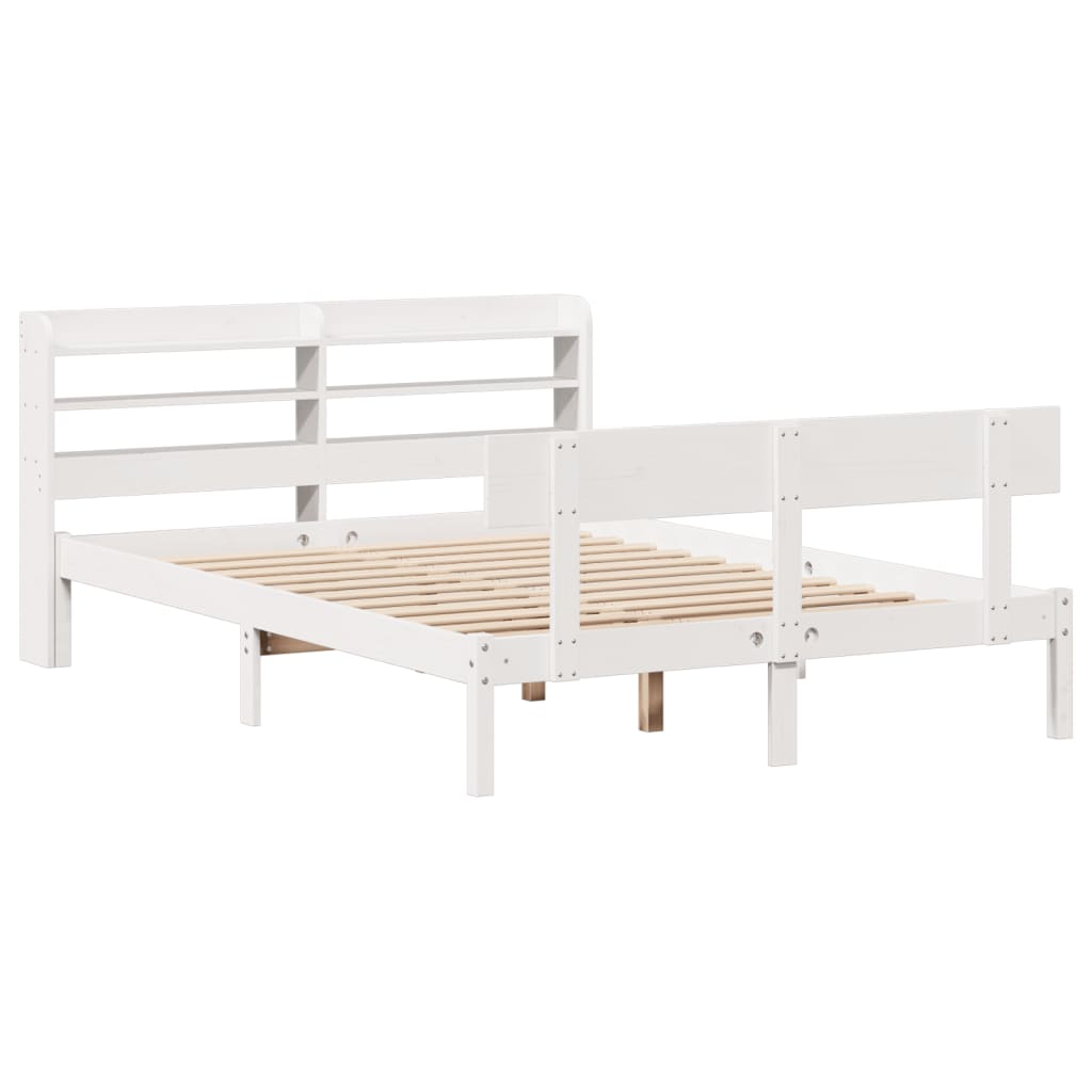 vidaXL Bedframe zonder matras massief grenenhout wit 140x200 cm afbeelding