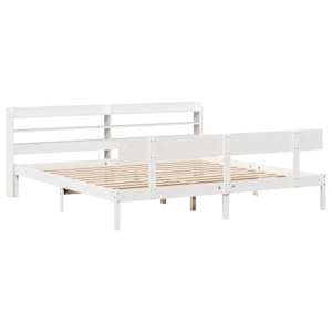 Postel bez matrace bílá 200 x 200 cm masivní borovice - obrázek 3