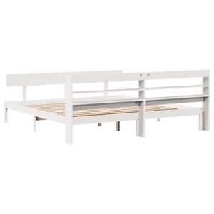 Postel bez matrace bílá 200 x 200 cm masivní borovice - obrázek 6