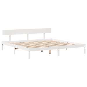 Postel bez matrace bílá 200 x 200 cm masivní borovice - obrázek 7