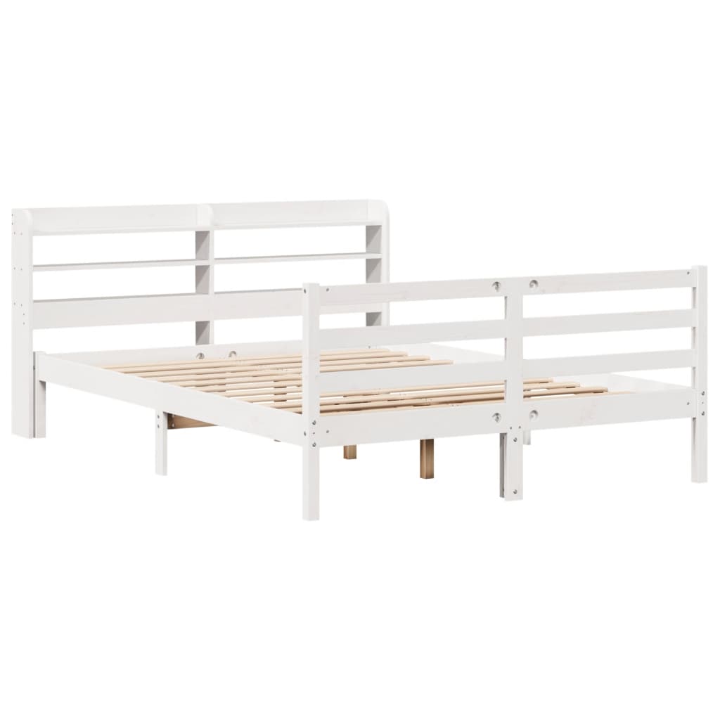 vidaXL Bedframe met hoofdeinde zonder matras 140x190 cm wit afbeelding