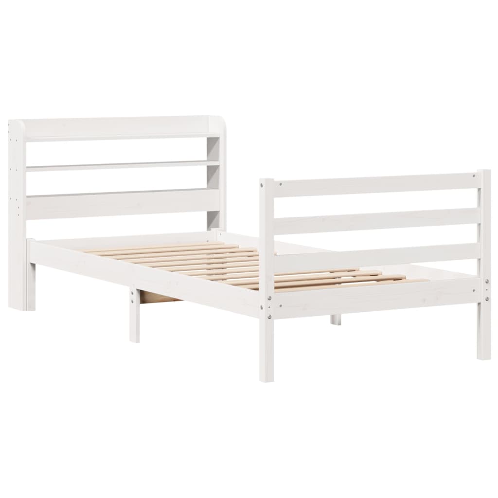 vidaXL Bedframe met hoofdeinde zonder matras 90x200 cm wit afbeelding