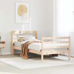 Rám postele s čelem 100 x 200 cm masivní borové dřevo - obrázek 1