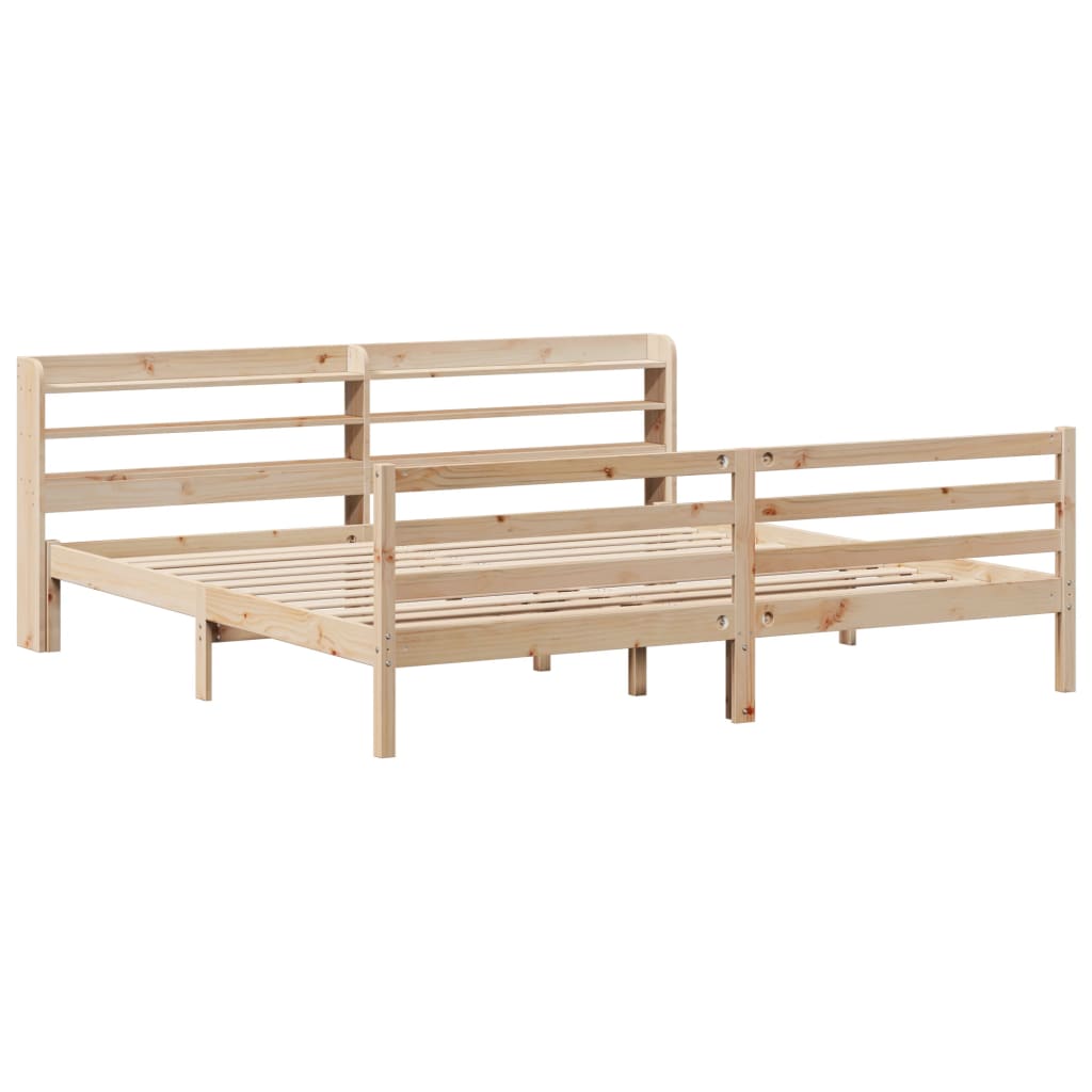 vidaXL Bedframe met hoofdbord massief grenenhout 200x200 cm afbeelding