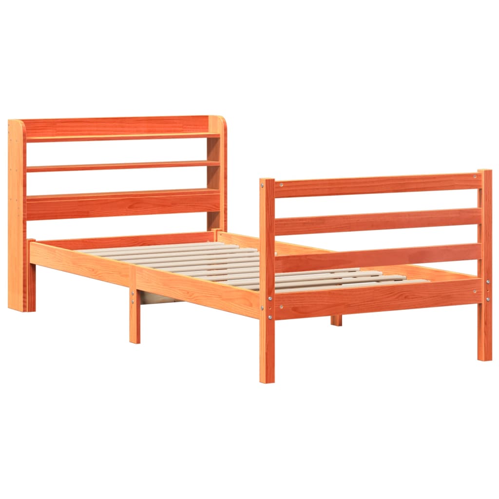 vidaXL Bedframe zonder matras massief grenenhout wasbruin 90x190 cm afbeelding
