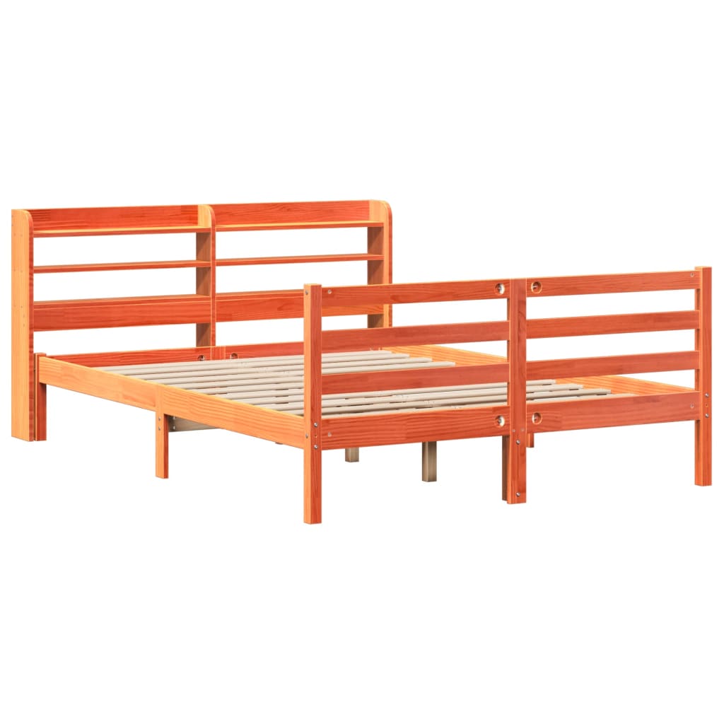 vidaXL Bedframe zonder matras massief grenenhout wasbruin 120x190 cm afbeelding