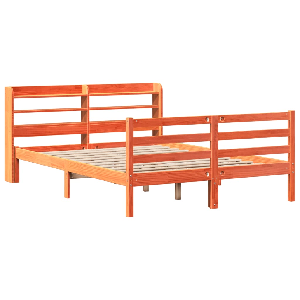 vidaXL Bedframe zonder matras massief grenenhout wasbruin 120x200 cm afbeelding