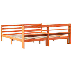 Postel bez matrace voskově hnědá 200 x 200 cm masivní borovice - obrázek 6