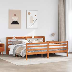 Postel bez matrace voskově hnědá 200 x 200 cm masivní borovice - obrázek 1