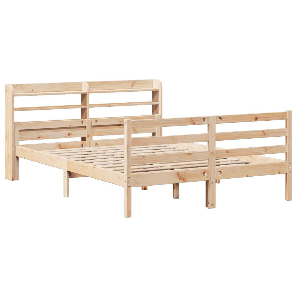 vidaXL Bedframe met hoofdbord massief grenenhout 150x200 cm afbeelding