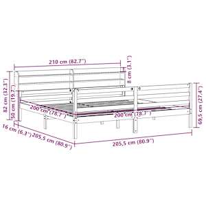 Rám postele s čelem 200 x 200 cm masivní borové dřevo - obrázek 11