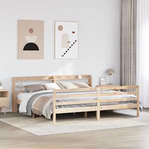 Rám postele s čelem 200 x 200 cm masivní borové dřevo - obrázek 1