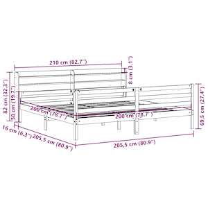 Rám postele s čelem bez matrace bílý 200x200 cm - obrázek 11