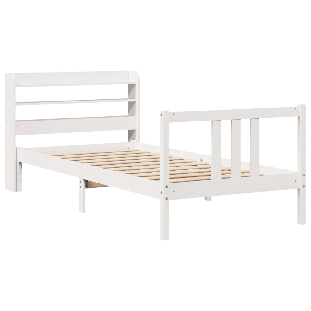 vidaXL Bedframe met hoofdeinde zonder matras 90x200 cm wit afbeelding