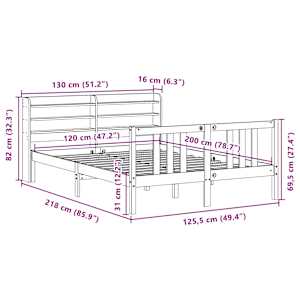Rám postele s čelem 120 x 200 cm masivní borové dřevo - obrázek 12
