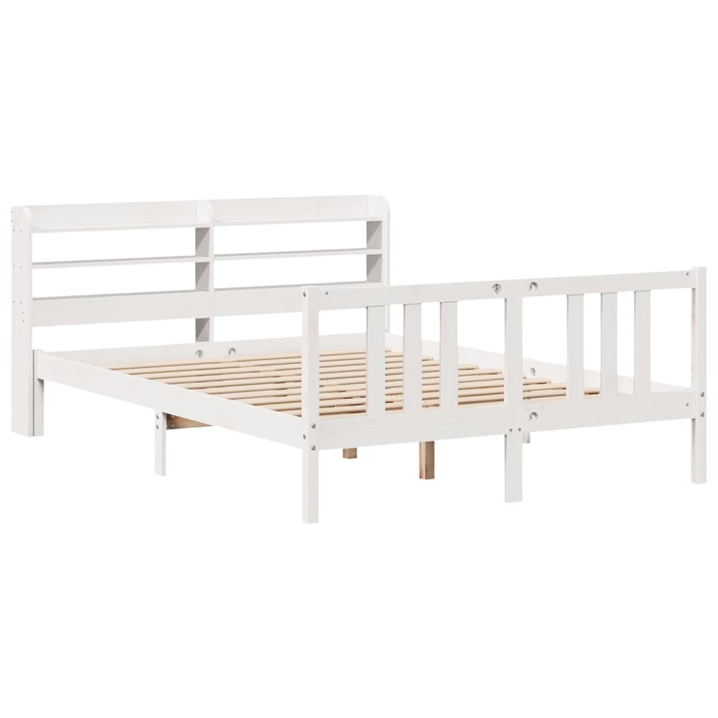 vidaXL Bedframe met hoofdeinde zonder matras 160x200 cm wit afbeelding