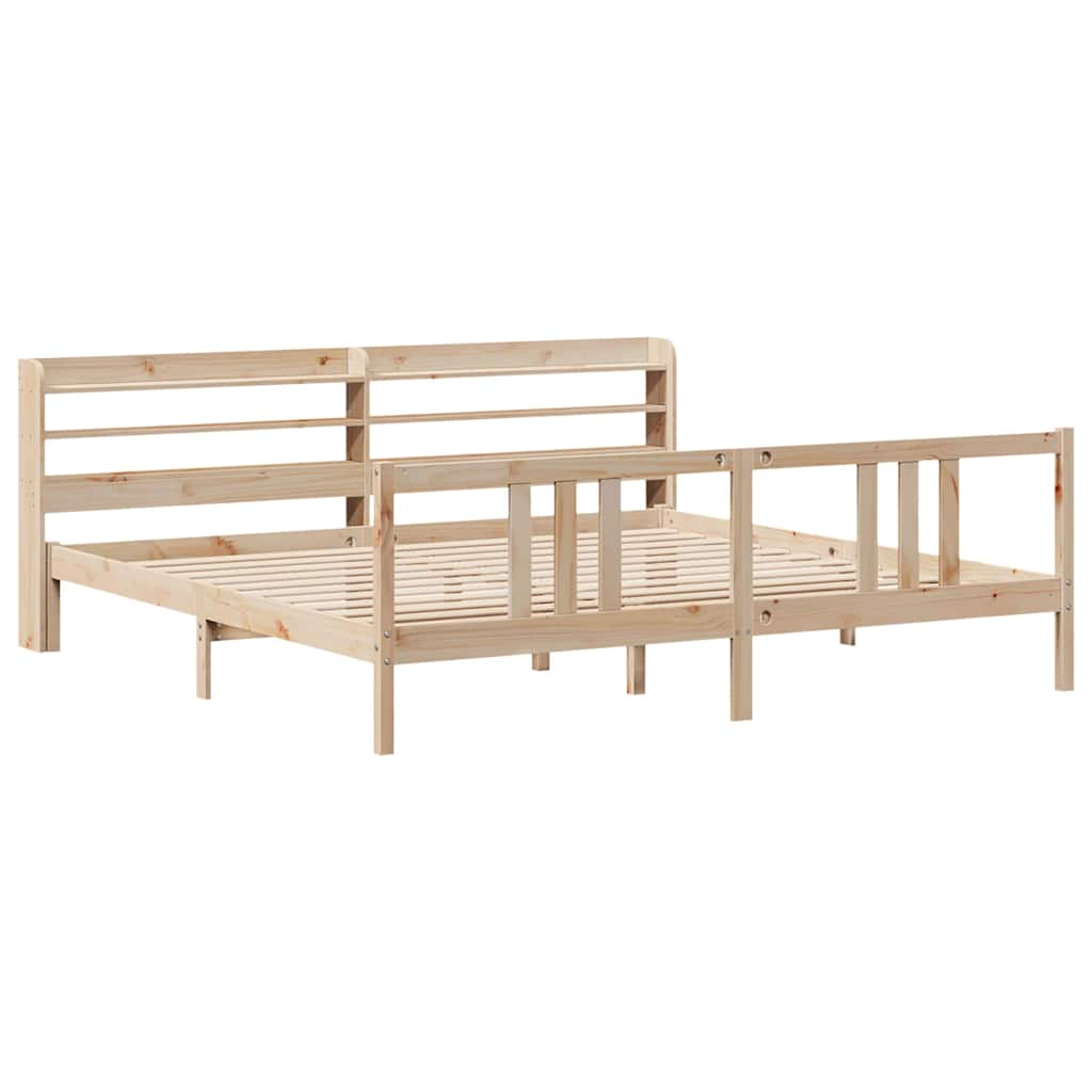 vidaXL Bedframe met hoofdbord massief grenenhout 180x200 cm afbeelding