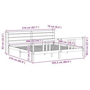 Rám postele s čelem 200 x 200 cm masivní borové dřevo - obrázek 12