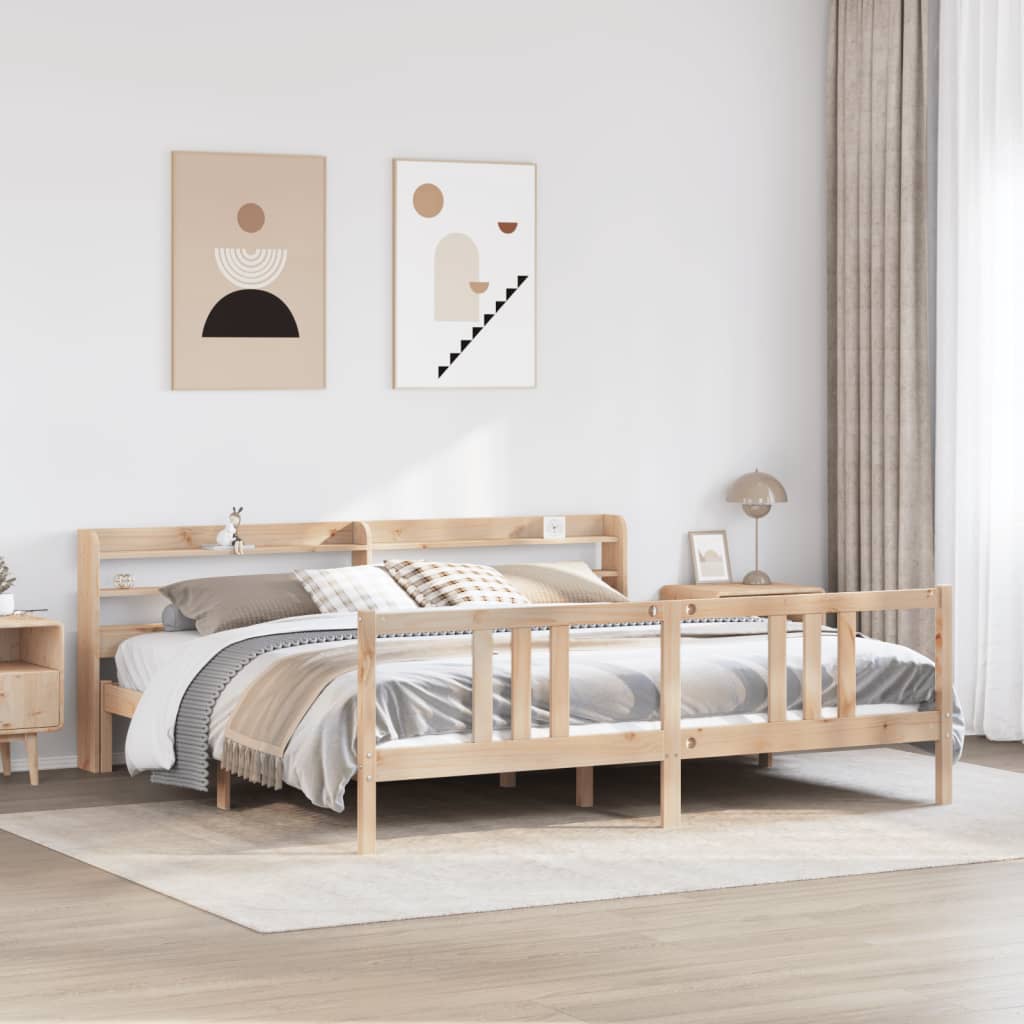 vidaXL Cadru pat cu tăblie 200x200 cm, lemn masiv de pin