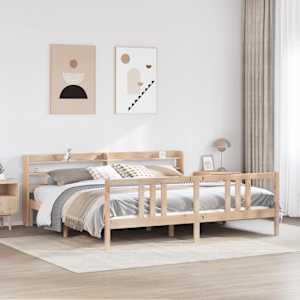 Rám postele s čelem 200 x 200 cm masivní borové dřevo - obrázek 1