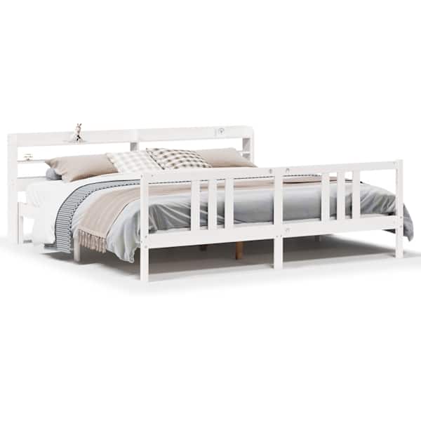 vidaXL voodiraam peatsiga ilma madratsita Valge 200x200 cm