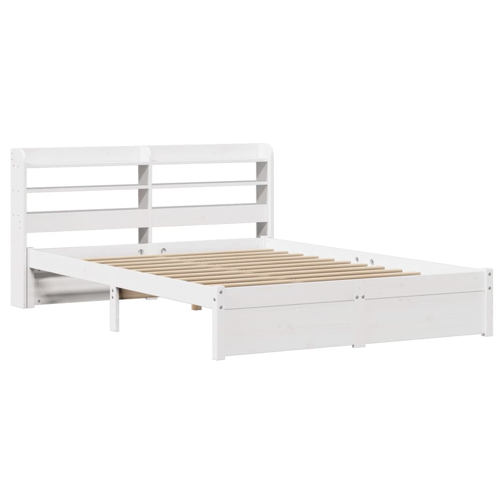 vidaXL Bedframe met hoofdbord massief grenenhout wit 120x190 cm afbeelding