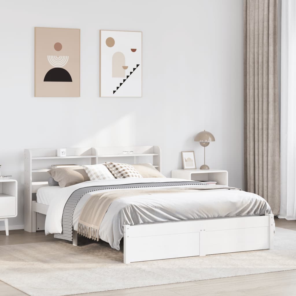 vidaXL Giroletto con Testiera Bianco 120x190 cm Legno Massello di Pino