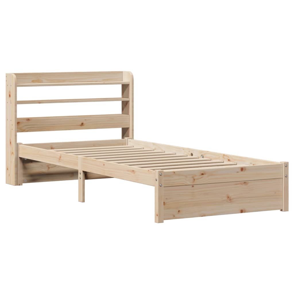 vidaXL Bedframe met hoofdbord massief grenenhout 90x200 cm afbeelding