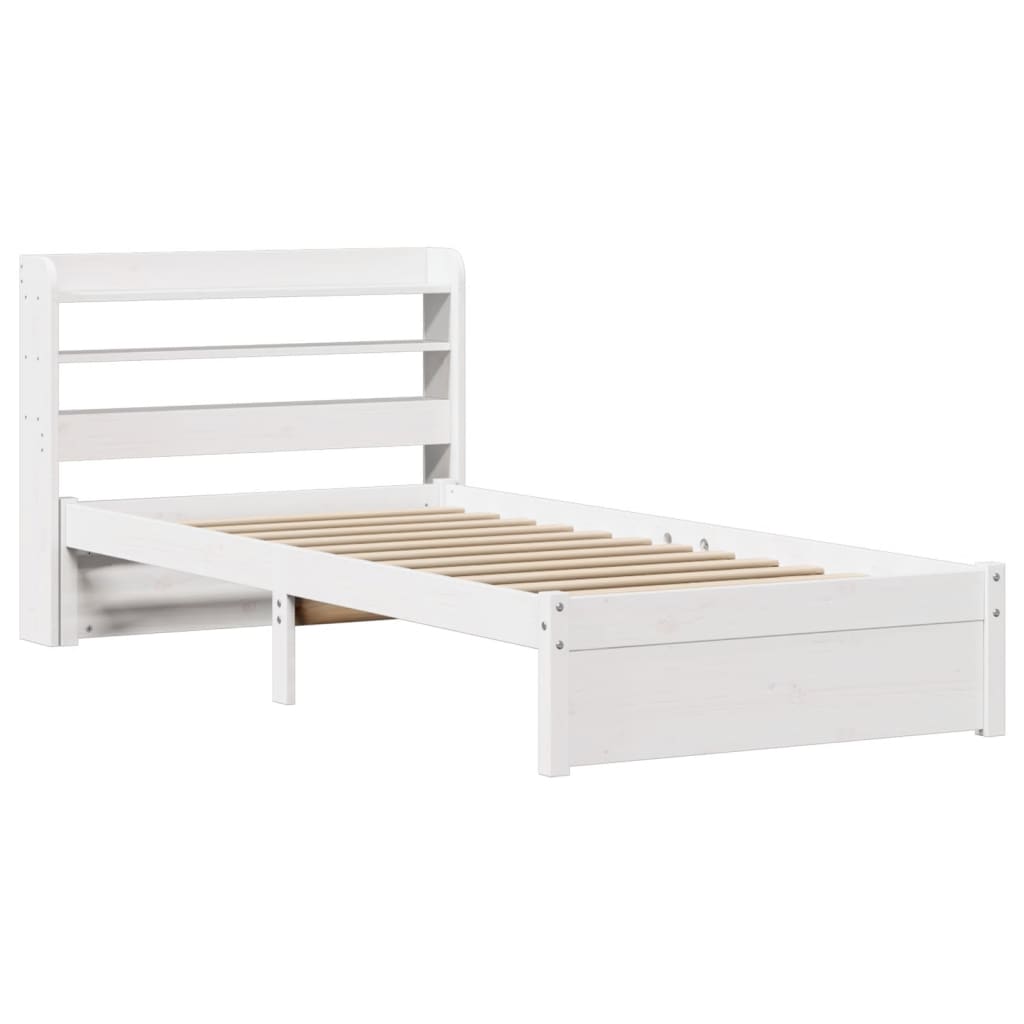 vidaXL Bedframe met hoofdeinde zonder matras 90x200 cm wit afbeelding