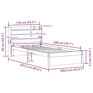 Rám postele s čelem bez matrace bílý 100x200 cm - obrázek 12