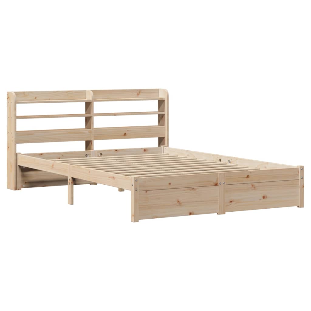 vidaXL Bedframe met hoofdbord massief grenenhout wit 140x200 cm afbeelding
