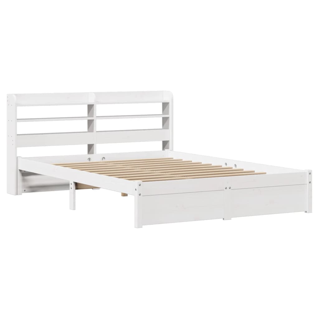 vidaXL Bedframe met hoofdeinde zonder matras 160x200 cm wit afbeelding