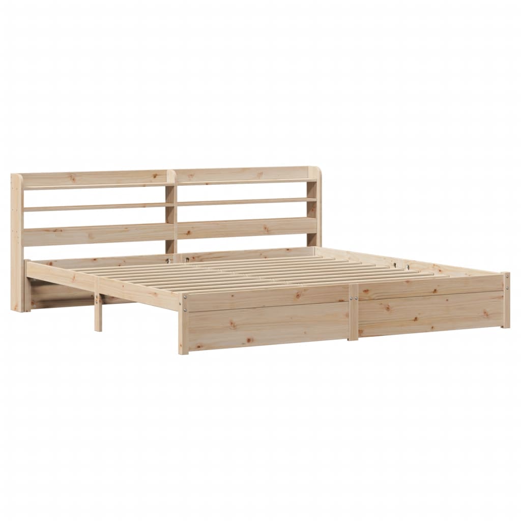 vidaXL Bedframe met hoofdbord massief grenenhout 200x200 cm afbeelding