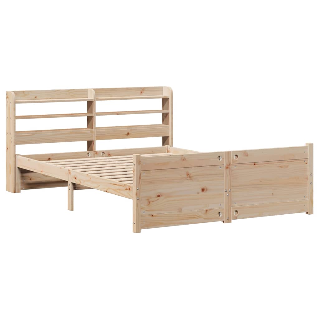 vidaXL Bedframe met hoofdbord massief grenenhout 135x190 cm afbeelding