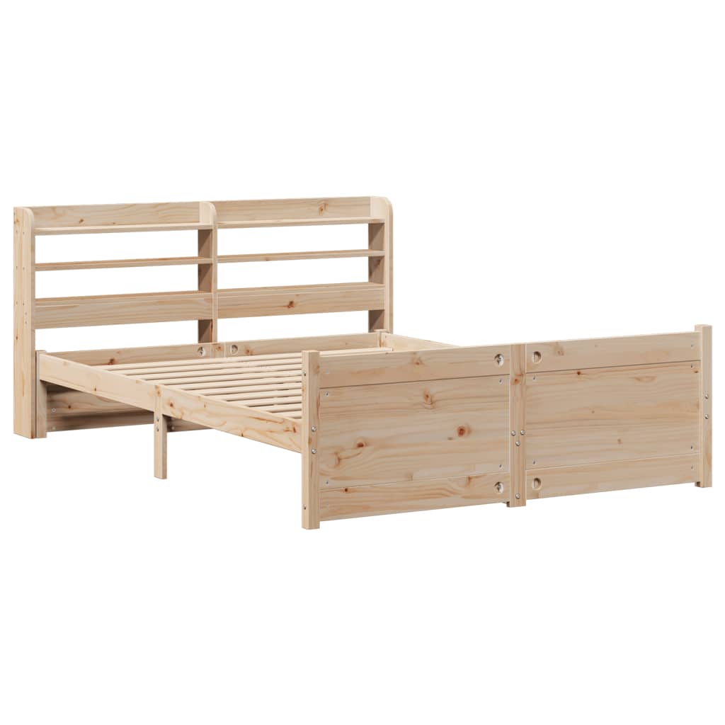 vidaXL Bedframe met hoofdbord massief grenenhout 140x190 cm afbeelding