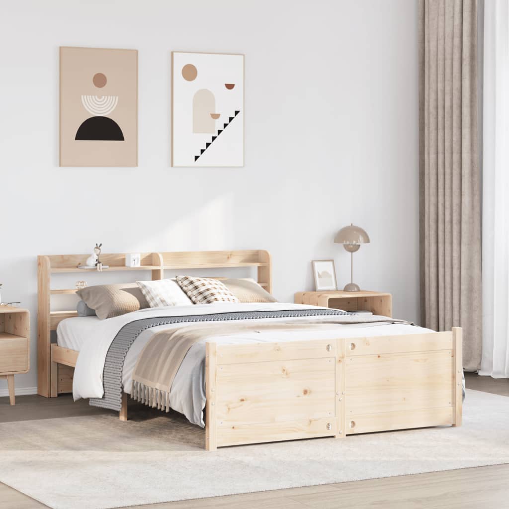 vidaXL Cadru de pat cu tăblie, 140x190 cm, lemn masiv pin