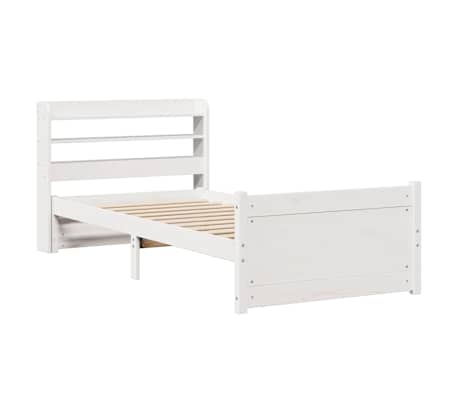 vidaXL Bettgestell mit Kopfteil ohne Matratze Wei&szlig; 100x200 cm