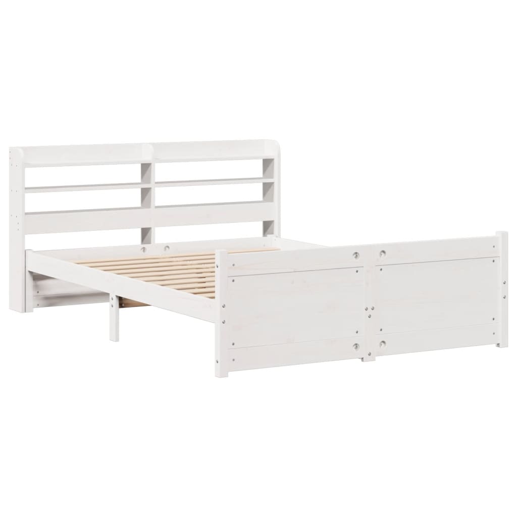 vidaXL Bedframe met hoofdeinde zonder matras 140x200 cm wit afbeelding