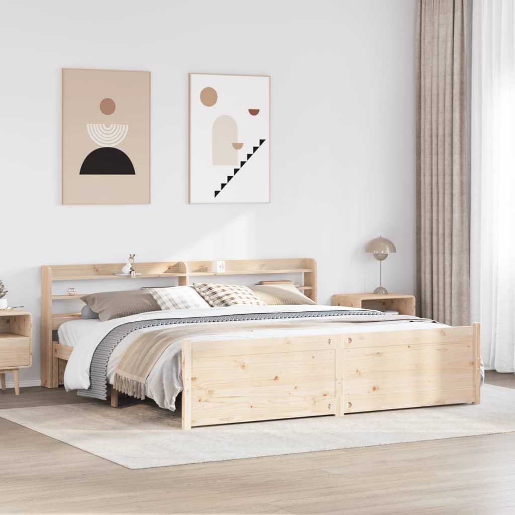 vidaXL Cadru pat cu tăblie 200x200 cm, lemn masiv de pin