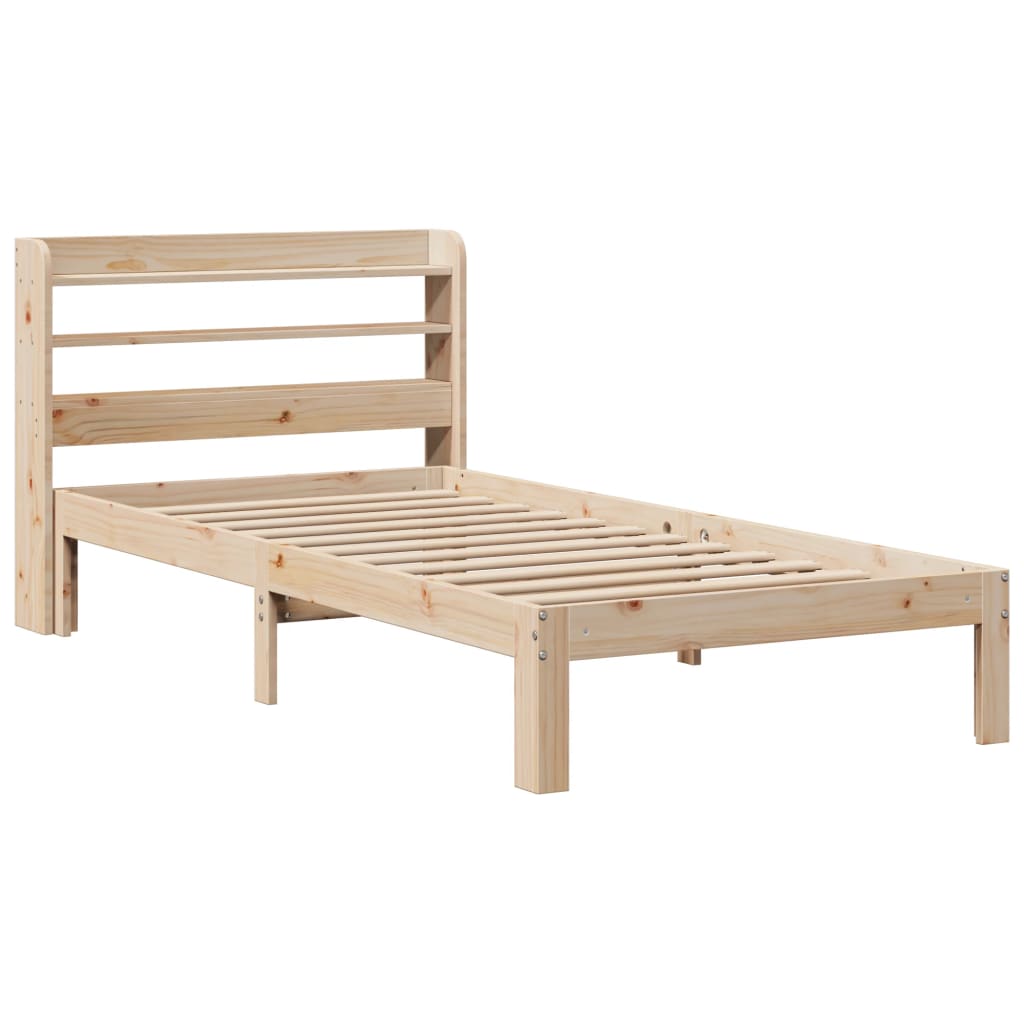 vidaXL Bedframe met hoofdbord massief grenenhout 90x200 cm afbeelding
