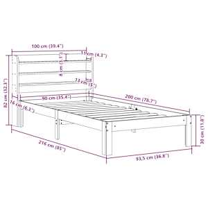Rám postele s čelem bez matrace bílý 90x200 cm - obrázek 11