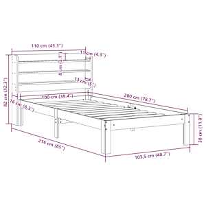 Rám postele s čelem 100 x 200 cm masivní borové dřevo - obrázek 11
