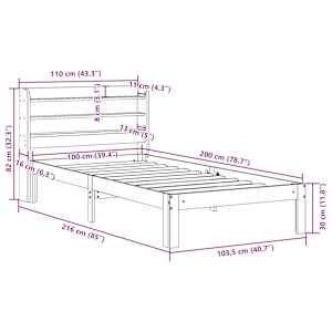 Rám postele s čelem bez matrace bílý 100x200 cm - obrázek 11